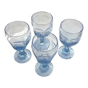 Libbey Chivalry Blue Stemmed Water Goblet Set of 4
